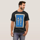 Minimale Fische auf Blau T-Shirt (Vorne ganz)