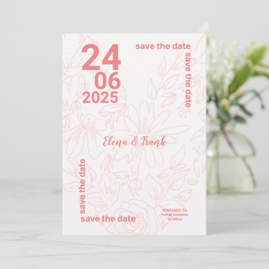 Minimale Flachkarte Save the Date (Stehend Vorderseite)