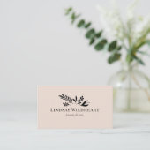 Minimale Florale Beige-Rosa Botanische QR-Code Visitenkarte (Stehend Vorderseite)