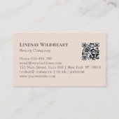 Minimale Florale Beige-Rosa Botanische QR-Code Visitenkarte (Rückseite)