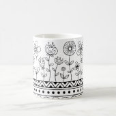 Minimale Florale Folk Muster Tasse – Boho Linienku (Mittel)