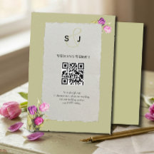 Minimale Florale Hellgrüne QR-Code-Hochzeit