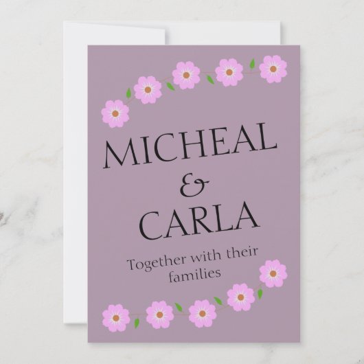 Minimale florale Hochzeit Einladung (Vorderseite)