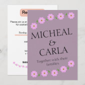 Minimale florale Hochzeit Einladung (Vorne/Hinten)