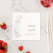 Minimale Florale Hochzeits-Einladung Serviette (Beispiel)