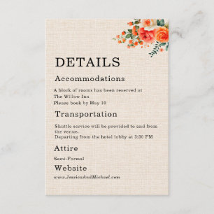 Minimale Florale Hochzeits-RSVP-Karte Pfirsich Kor Begleitkarte