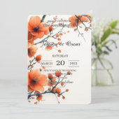 Minimale florale Hochzeitskarte Einladung (Stehend Vorderseite)