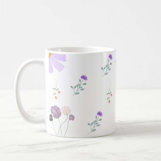 Minimale Florale Kaffeetasse Weiß (Links)