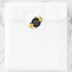 Minimale Florale Kranz Schönheitssalon Geschäftspa Quadratischer Aufkleber