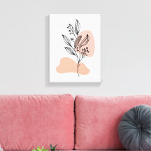 Minimale Florale Leinwand im Line-Art-Stil – Sanft