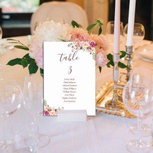Minimale Florale Rosafarben Hochzeit Tischnummer
