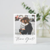 Minimale Flower Girl Vorschlagskarte mit Foto Postkarte (Stehend Vorderseite)