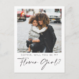 Minimale Flower Girl Vorschlagskarte mit Foto Postkarte