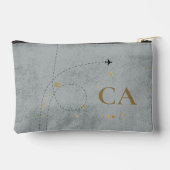 Minimale Flugzeuglage Gray Gold Monogram Travel Zubehörtasche (Rückseite)