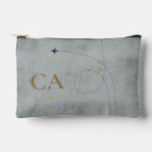 Minimale Flugzeuglage Gray Gold Monogram Travel Zubehörtasche (Vorderseite)