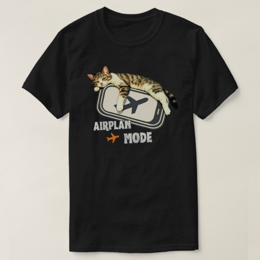 Minimale Flugzeugmodus-Katzengestaltung T-Shirt (Design vorne)