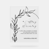 Minimale Foliage Arch Rings Erwärmung Hochzeit Acrylschild (Vorderseite)