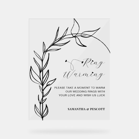 Minimale Foliage Arch Rings Erwärmung Hochzeit Acrylschild (Vorderseite)