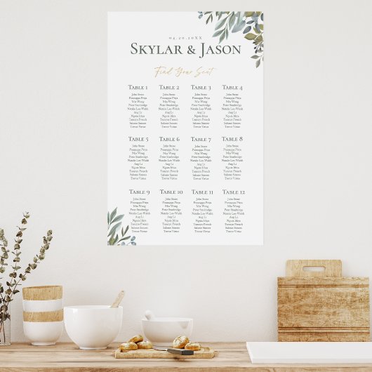 Minimale Foliage & Gold Geometric Terrarium Sitzpl Poster (Küche)