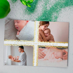 minimale Folien-Fotocollage-Baby-Geburtsankündigun Folieneinladung
