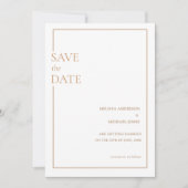Minimale formale Goldrahmen-Hochzeit speichern das Save The Date (Vorderseite)
