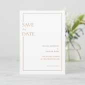 Minimale formale Goldrahmen-Hochzeit speichern das Save The Date (Stehend Vorderseite)