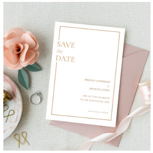 Minimale formale Goldrahmen-Hochzeit speichern das Save The Date