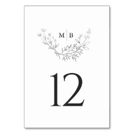 Minimale formale Monogramm-Hochzeitstil-Tischnumme Tischnummer
