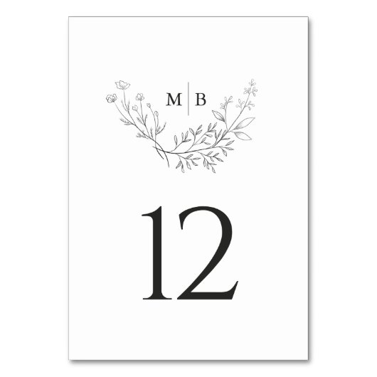 Minimale formale Monogramm-Hochzeitstil-Tischnumme Tischnummer (Rückseite)