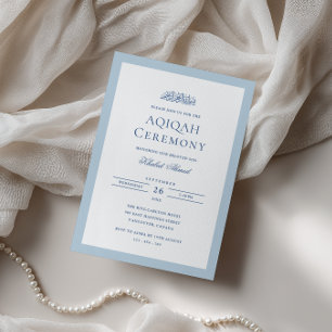 Minimale formelle Baby Boy Blue Rahmen Aqiqah Zere Einladung