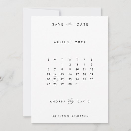 Minimale Foto Ampersand Monogramm Kalender Hochzei Save The Date (Vorderseite)