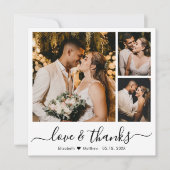 Minimale Foto Collage Liebe und Dank Hochzeit Dankeskarte (Vorderseite)