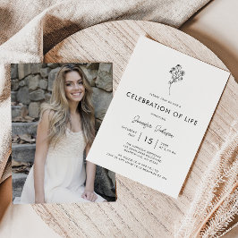 Minimale Foto-Feier der Lebensbeerdigung Einladung