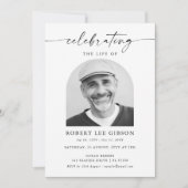 Minimale Foto-Feier zur Beerdigung von Leben Einladung (Vorderseite)