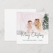 Minimale Foto-Fröhliche Weihnachten Grüne Schrift (Vorne/Hinten)