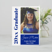 Minimale Foto Graduation Party Folieneinladung (Stehend vorne)