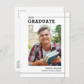 Minimale Foto Graduation Party für moderne Schreib Einladungspostkarte (Vorne/Hinten)