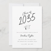 Minimale Foto Graduation Party Schwarz/Weiß Einladung (Vorderseite)