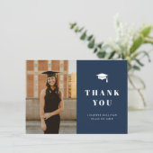 Minimale Foto-Graduationspartei Dankeskarte (Stehend Vorderseite)