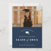 Minimale Foto-Graduationspartei Einladung (Vorderseite)