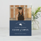 Minimale Foto-Graduationspartei Einladung (Stehend Vorderseite)