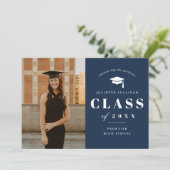 Minimale Foto-Graduationspartei Einladung (Stehend Vorderseite)