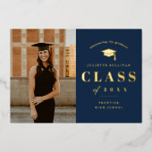 Minimale Foto-Graduationspartei Folieneinladung (Vorderseite)