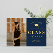 Minimale Foto-Graduationspartei Folieneinladung (Stehend vorne)