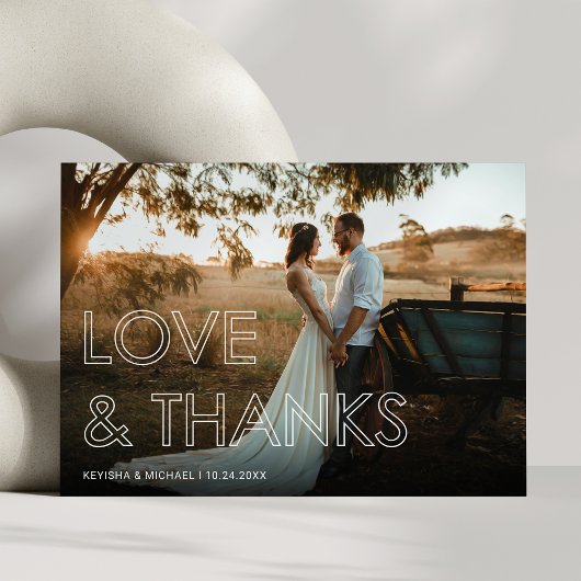 Minimale Foto-Hochzeit Dankeskarte