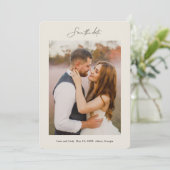 Minimale Foto-Hochzeit Save The Date (Stehend Vorderseite)
