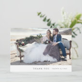 Minimale Foto Hochzeit Vielen Dank Flachkarte (Stehend Vorderseite)
