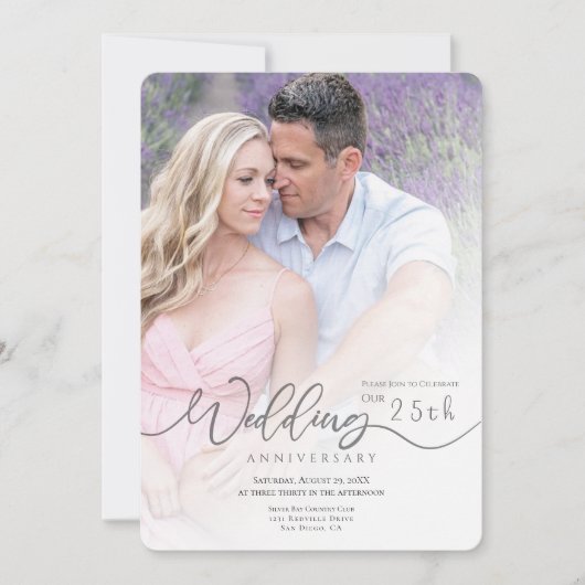 Minimale Foto Hochzeitstag Einladung (Vorderseite)