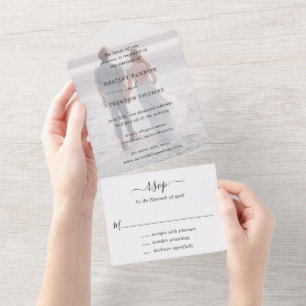Minimale Foto-Klassische Elegante Hochzeit All In One Einladung