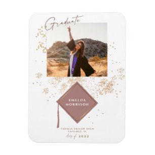 Minimale Foto-Roségold-Abschlussfeier-Einladung Magnet